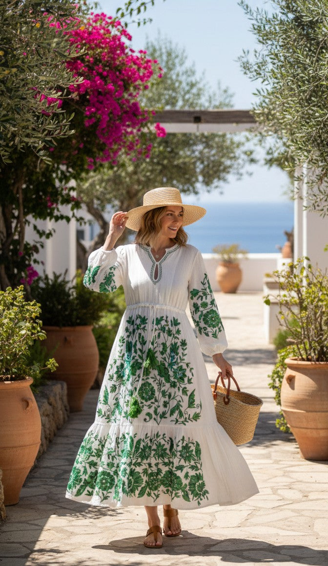 Naomi Embroidered Dress Green / M