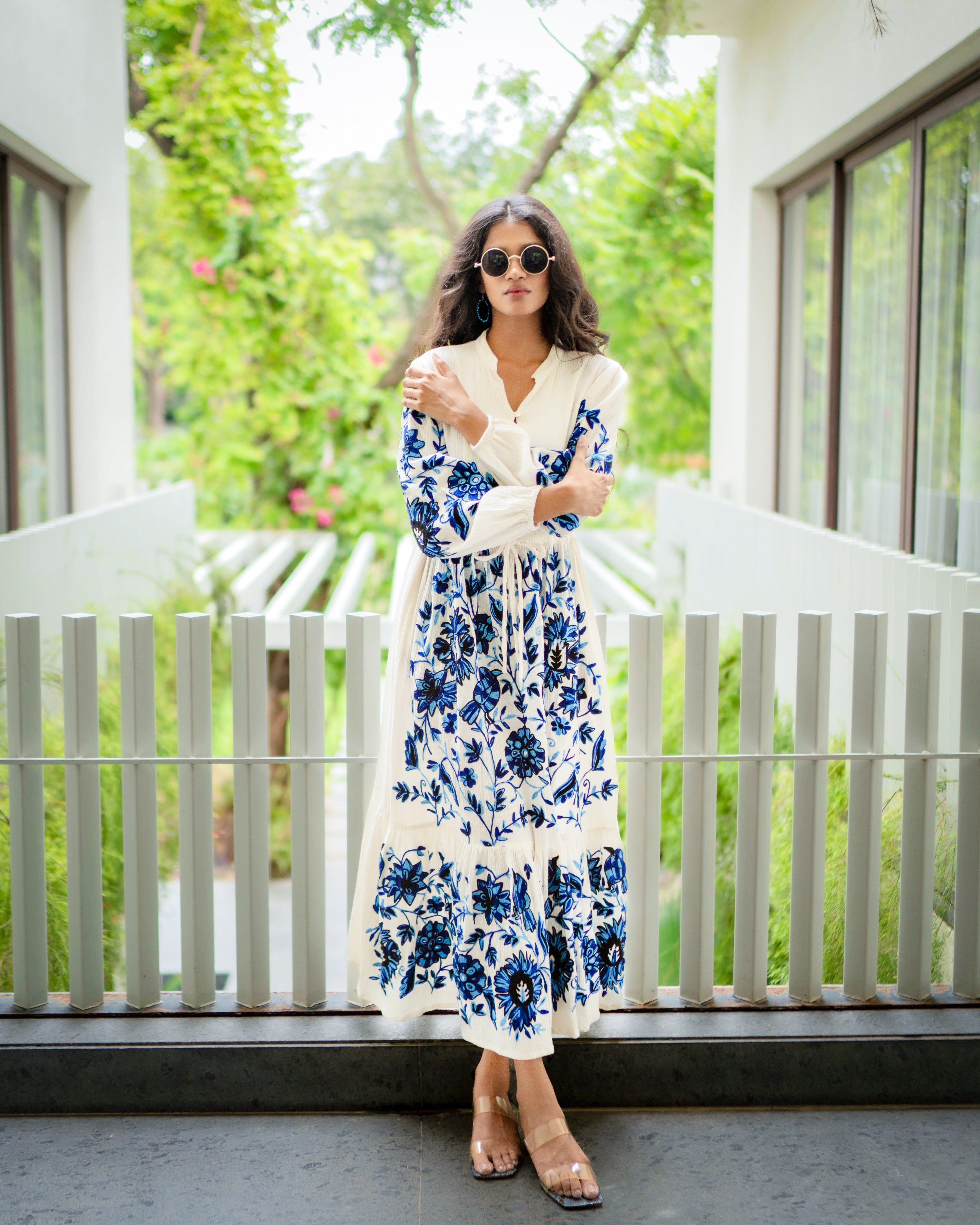 Naomi Embroidered Dress Blue / L